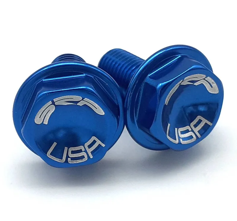 SRP Aluminum M8 Crank Bolts in Annodised Blue Retro NOS